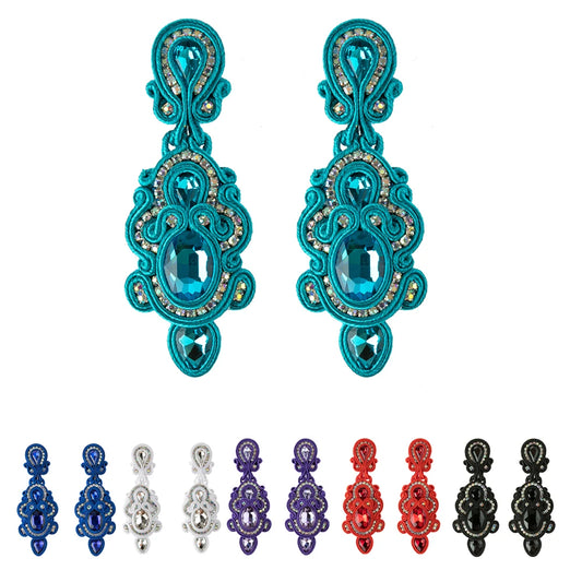 KpacoTa Soutache Handmade Dangle Earrings Women's jewelry Crystal Accessories Vintage long Hanging Earring 2020 trend white blue