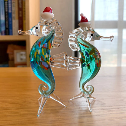 Crystal Hippocampus Sea Animal Figurines, Glass Seahorse Paperweight, Hand Blown, Modern Miniatures, Home Decor, Christmas Gift