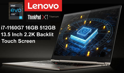 High-end Lenovo Light & Thin Business Laptop ThinkPad X1 Titanium With 13.5 Inch 2.2K Backlit Touch Screen i7-1160G7 Win10 Pro