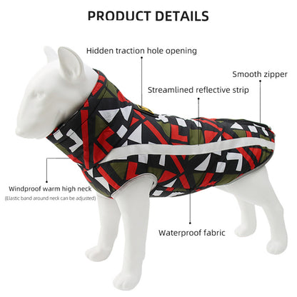 Winter Warm Dog Clothes Colorful Reflective Waterproof Jacket Fleece Thicken Coat Clothing for Small Medium Large Big Dogs