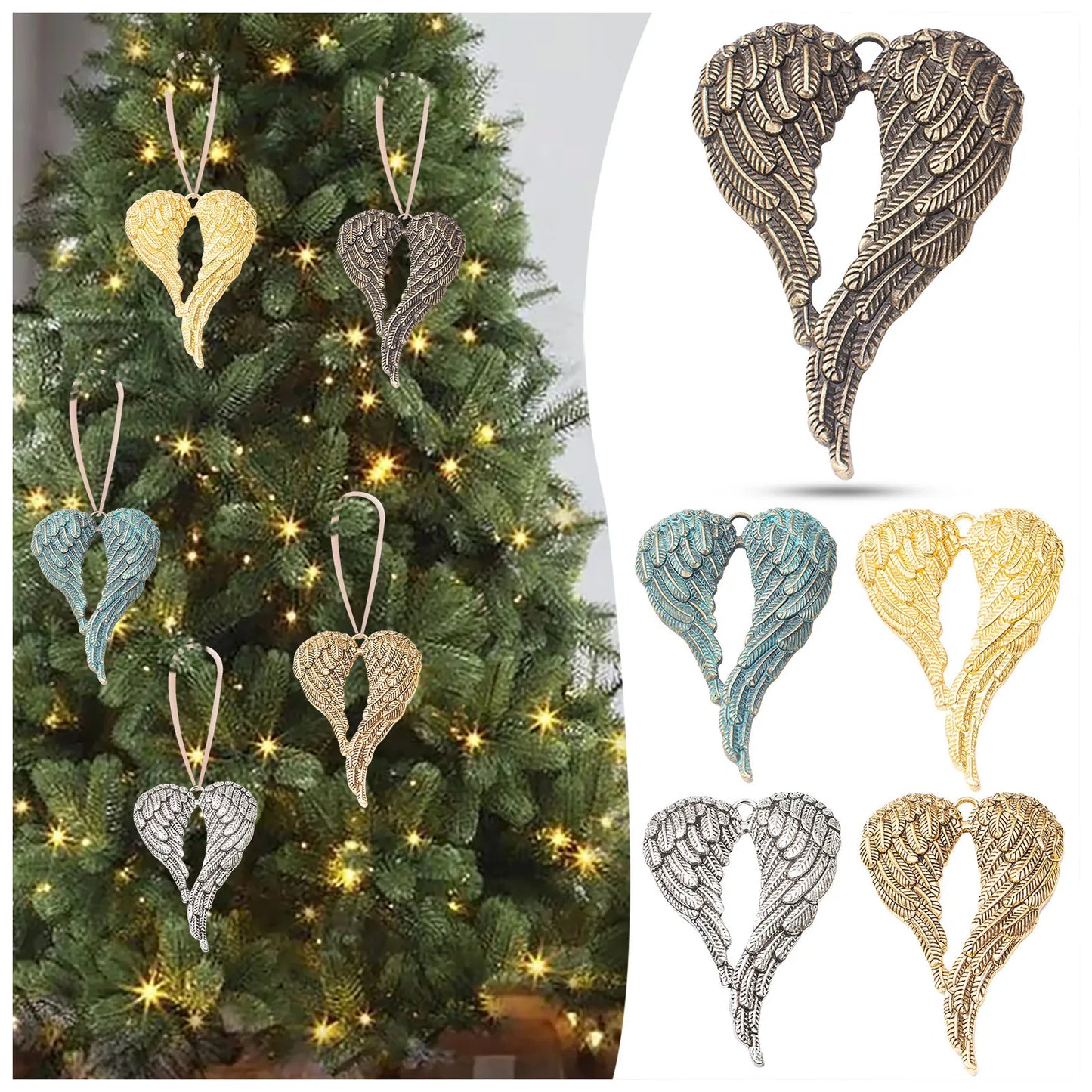 Memorial Angel Wing Christmas Ornaments Navidad Xmas Decor Noel Tree Decor Christmas Decorations For Home Pendant Gift Kids