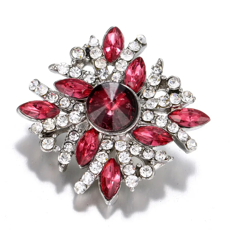 New Fashion Hearts Flowers rhinestone Beauty 20MM snap buttons fit DIY 18MM snap bracelet snap jewelry Christmas Gift