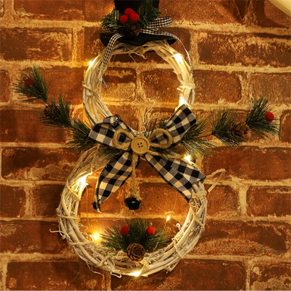 Christmas Lighted Snowman Wreath Garland Door Lamp Decoration Artificial Home Window Wall Background Door Hanging Ornaments