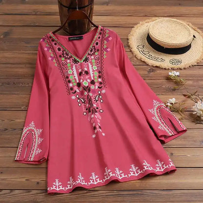 ZANZEA Stylish Shirts 2023 Women Bohemian Floral Printed Blouse Spring V Neck Long Sleeve Tops Casual Holiday Blusas Chemise