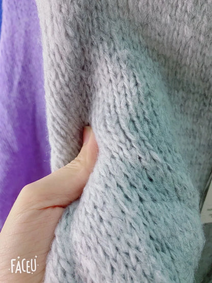 Winter Women Dress Fall Sweater Women Dress Long Sleeve Knitted Dresses Maxi Vintage Oversize Dresses Knitting Thick Warm Purple