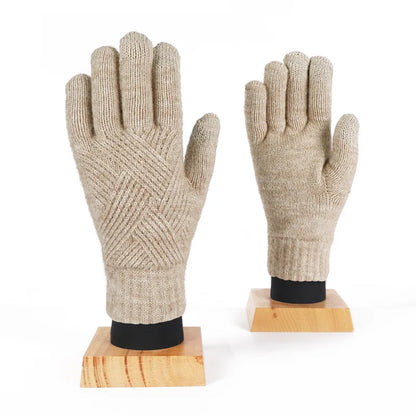 Fashion Cashmere Women Men Winter Cashmere Cold Protection Double-layer Thickening Warm Touch Screen Knitted Woolen Gloves
