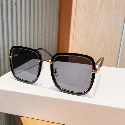 VWKTUUN Square Sunglasses Women 2021 Alloy Frame Oversized Women's Sunglasses Luxury Big Glasses UV400 Gradient Lens Sunglass