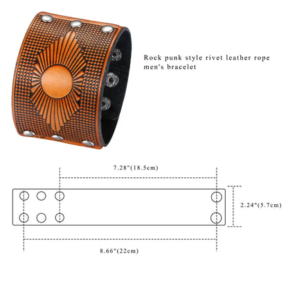 BONISKISS 2020 Fashion Stud Spikes Rivet Adjustable Leather Wristband Bangle Cuff Bracelet Wide Cuff Punk style Cool Men Jewelry