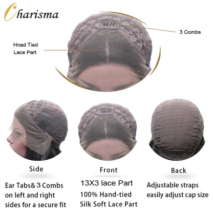 Charisma Synthetic Lace Front Wig Purple Color Short Wigs For Women Heat Resistant Natural Hairline Cosplay Wigs Short Bob Style