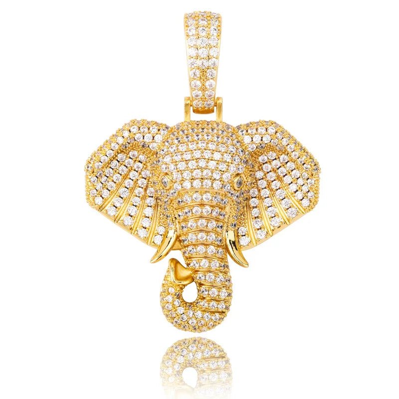 TOPGRILLZ Iced Out Cubic Zircon Bling Animal Elephant Necklace & Pendant Men Women Hip Hop Rock Jewelry CZ Necklace For Gifts
