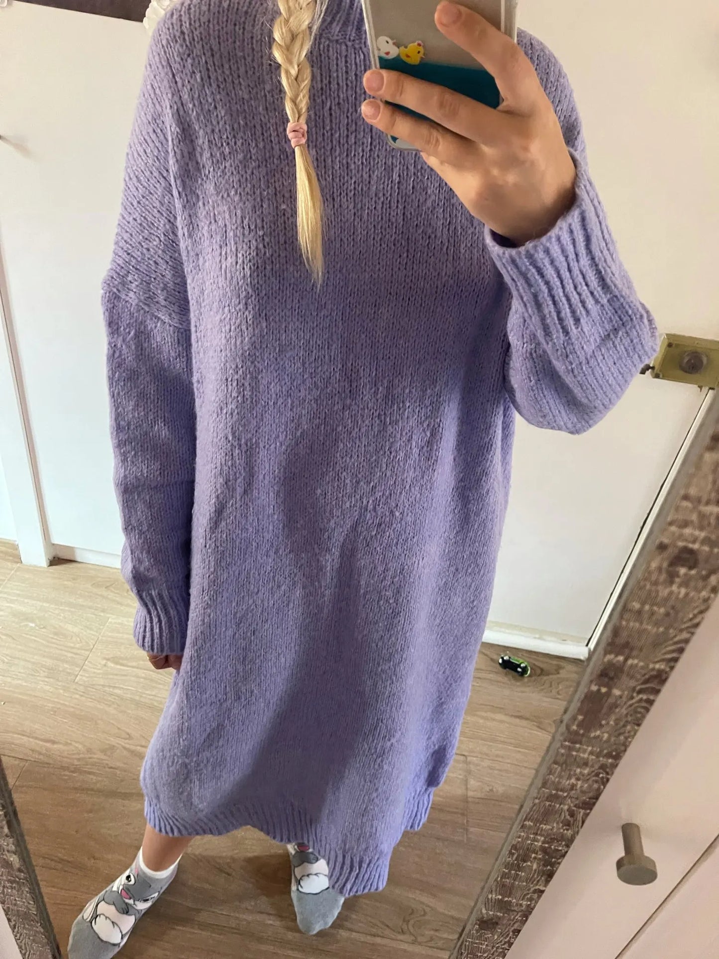 Winter Women Dress Fall Sweater Women Dress Long Sleeve Knitted Dresses Maxi Vintage Oversize Dresses Knitting Thick Warm Purple