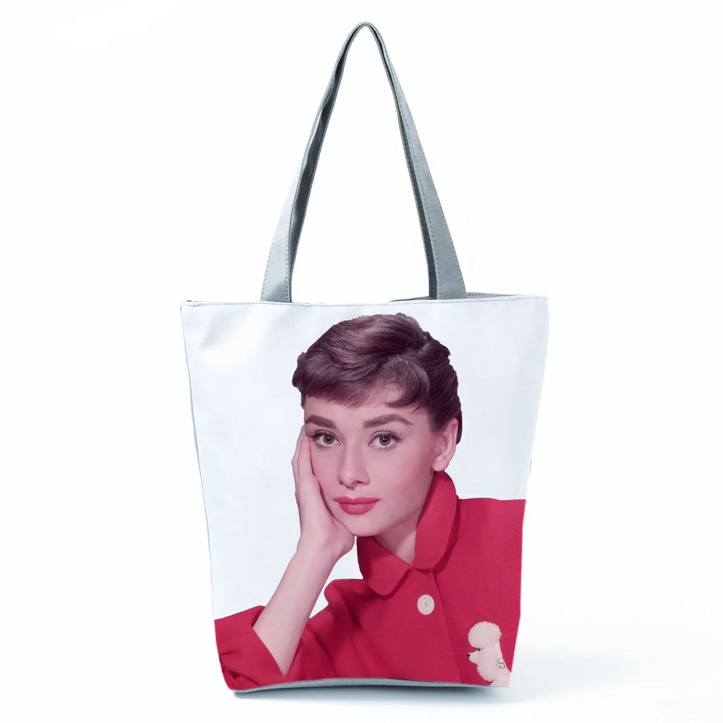 Audrey Hepburn Blowing Bubbles Printed Handbag Classic High Capacity Women Shoulder Bags Portable Eco Reusable Shopping Bags