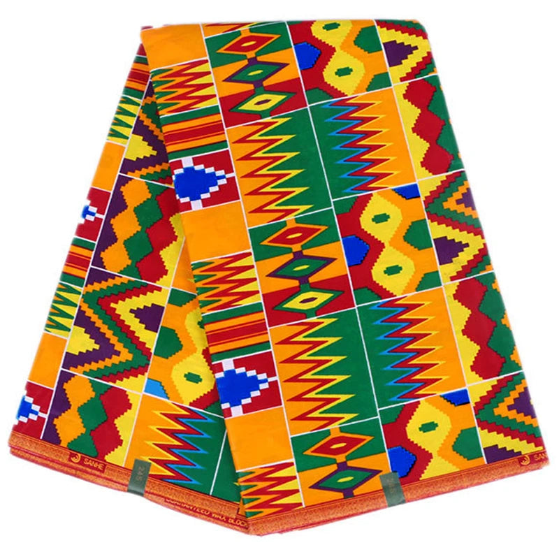 Africa Ankara Prints Ghana Kente Fabric Guaranteed Real Wax 100% Cotton High Quality African Sewing Pagne For Party Dress 6yards