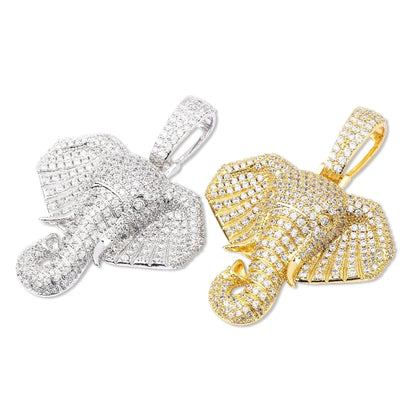 TOPGRILLZ Iced Out Cubic Zircon Bling Animal Elephant Necklace & Pendant Men Women Hip Hop Rock Jewelry CZ Necklace For Gifts