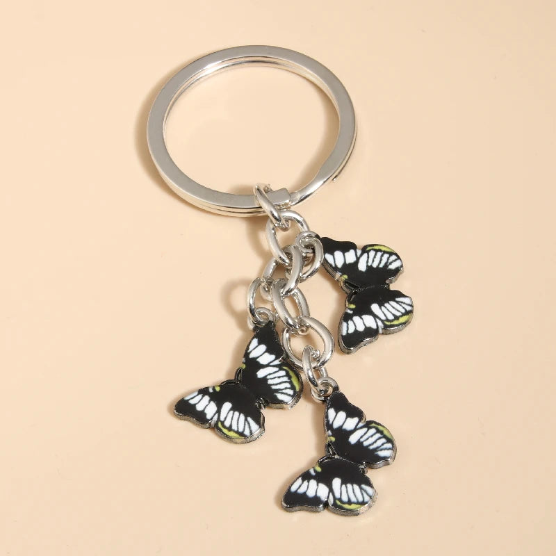 Cute Keychain Colorful Butterfly Key Ring Enamel Flying Animals Key Chains For Women Girls Handbag Accessorie Handmade Jewelry