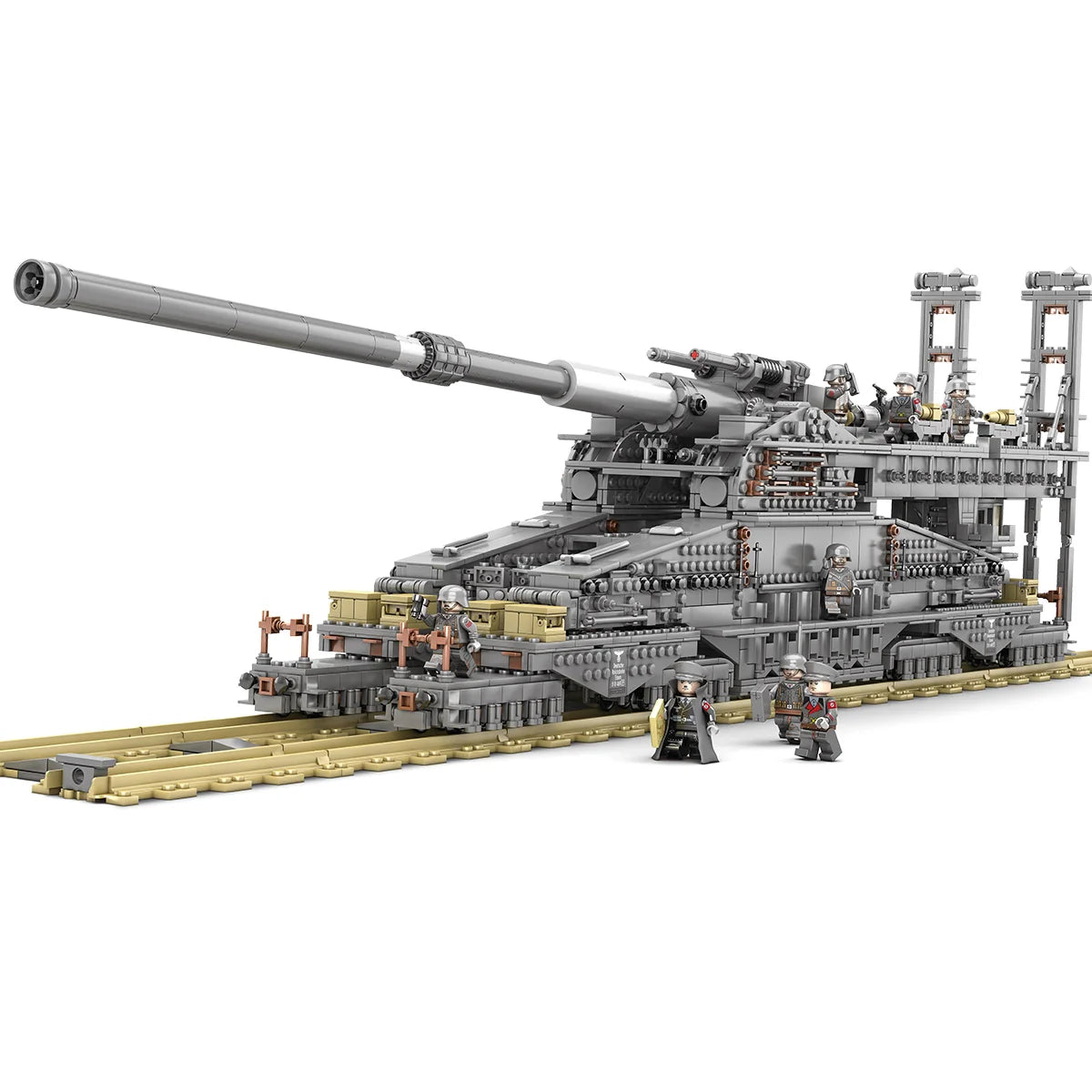 3846+PCS KAZI German 800MM ‘Dora’ Train Gun Military Artillery Building Blocks Boy Assembled Toys Parent-child Model Tank Series