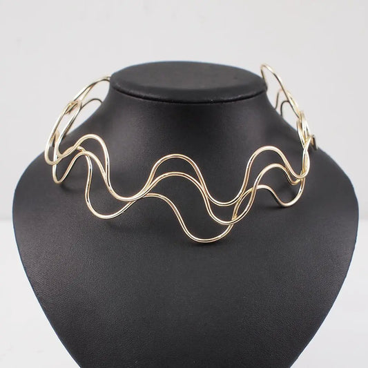 MANILAI Metal Torque Choker Necklace Punk Wide Alloy Collars Statement Necklace For Women Fashion Accessories Jewelry