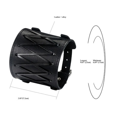 BONISKISS 2020 Fashion Stud Spikes Rivet Adjustable Leather Wristband Bangle Cuff Bracelet Wide Cuff Punk style Cool Men Jewelry