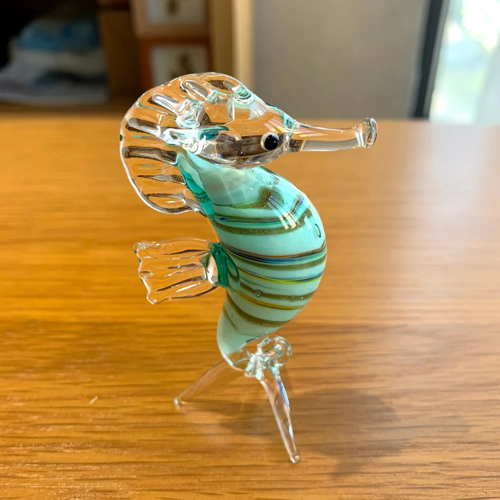 Crystal Hippocampus Sea Animal Figurines, Glass Seahorse Paperweight, Hand Blown, Modern Miniatures, Home Decor, Christmas Gift