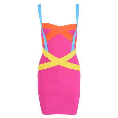 Women'S Sexy Bandage Dresses Christmas Autumn Sleeveless Spaghetti Belt Stretching Fitness Club Party Dress Mini Bodyconvestodos