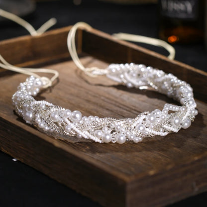 Pearl Hairband Bride Head Jewelry Wedding Accessories Pearl Tiara Headband on the Head Women's Jewelry