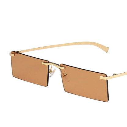 Rimless Rectangle Women's Sunglasses 2023 Luxury Brand Desigb Tinted Lens Sun Glasses Fashion Square Eyewear Shades for Female