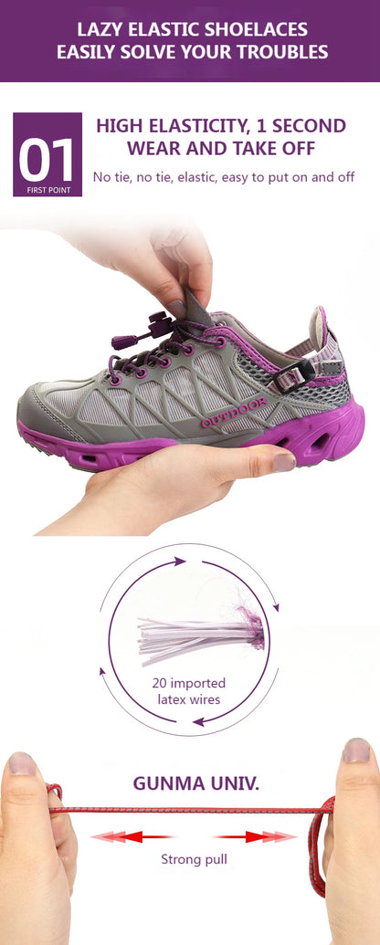 1 Pair Elastic Shoelaces Reflective Push The Spring Lock No Tie Shoe Laces Used For Sneakers Hiking Shoes Lazy Lace Round