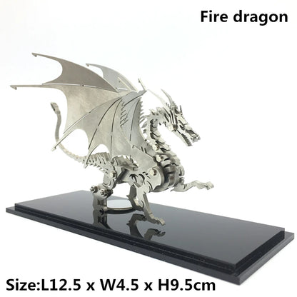 3D Metal Model Chinese Zodiac Dinosaurs western fire dragon  DIY Assembly models Toys Collection Desktop For Adult