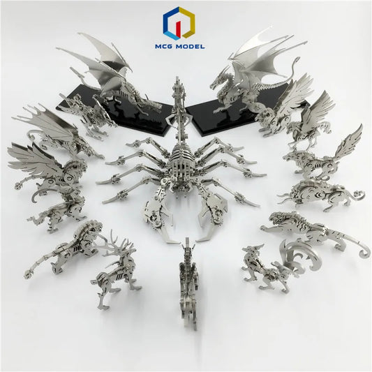 3D Metal Model Chinese Zodiac Dinosaurs western fire dragon  DIY Assembly models Toys Collection Desktop For Adult
