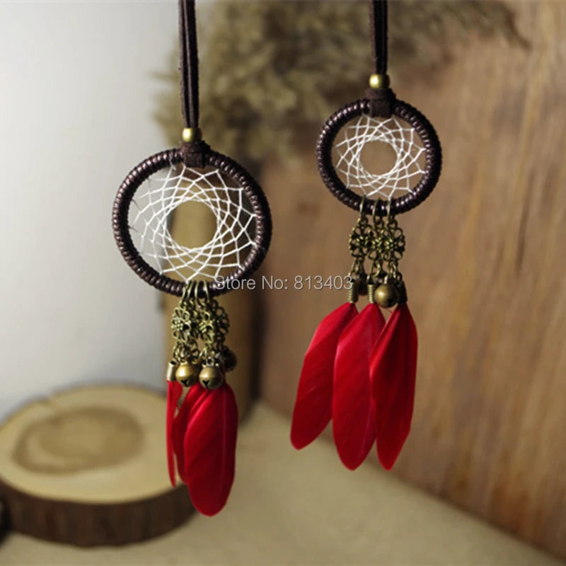 5cm Diameter small dream catcher indian feather dream catchers with jingle bells car home hanging best gift craft
