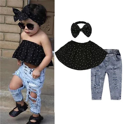 Children Sets for Girls Fashion 2025 New Style Girls Suits for Children Girls + Headband 3pcs. Set Cute Girls