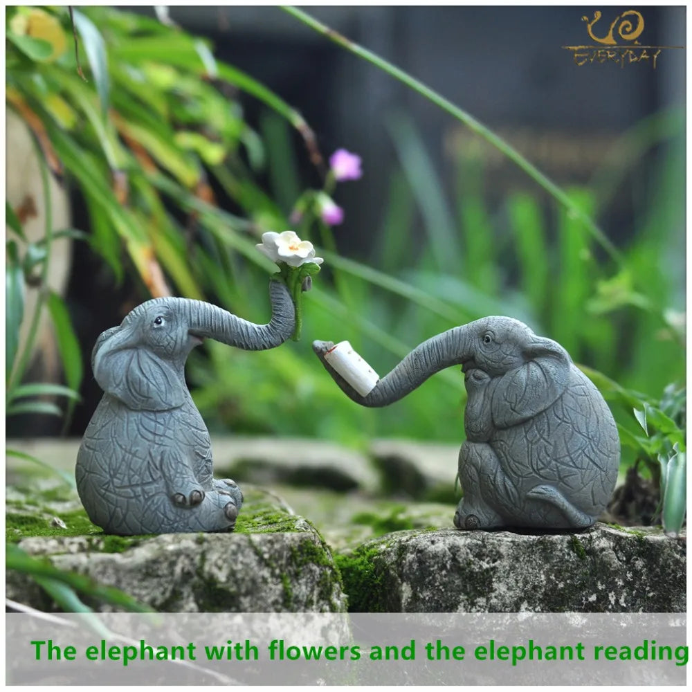 Everyday collection lucky elephant figurines fairy garden animal ornaments home decor tabletop decoration souvenir crafts