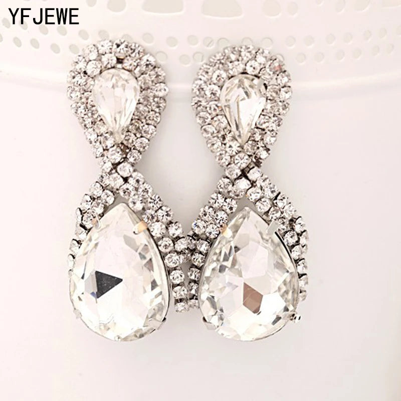 Hop Bijouterie Earring Studs Women's Droplets Shining Gold Silver Plated Crystal Drop Earrings Women Snowflake E017