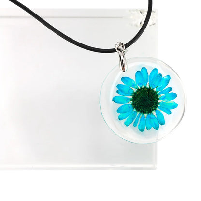 New 1 Pcs Beauty Cute Dried Daisy Flower Handmade Pendant Necklace Charm Gift Women's Jewelry Round Flower Necklace