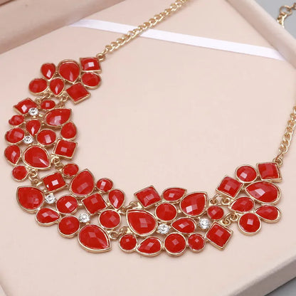 MINHIN New Popular Multicolor Big Pendant Clavicle Chain Necklace Women's Delicate Banquet Jewelry
