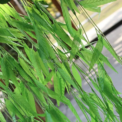 50pcs Artificial wicker Leaf Vines Green Plant For Wedding Home Wall Decoration willow twig sallow  Fake Leaves Rattan