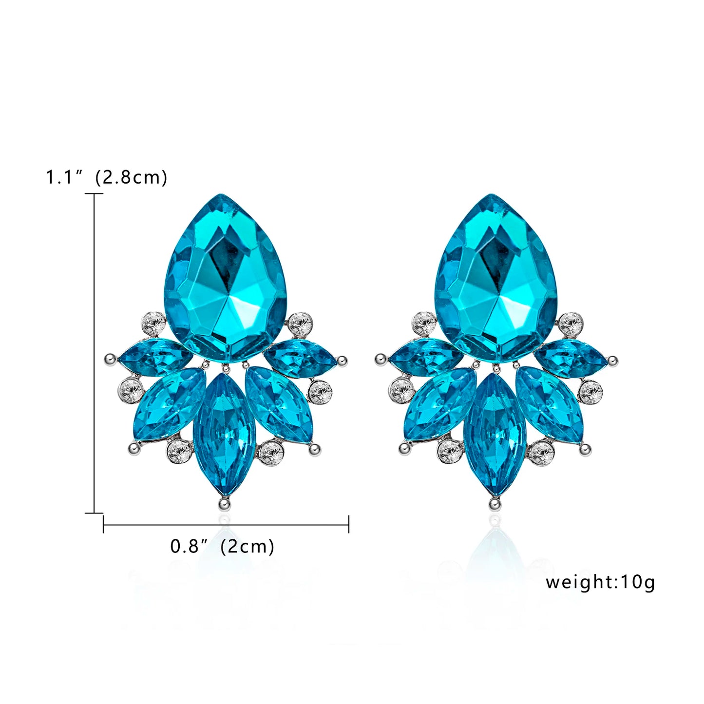 Women Fashion Crystal Dangle Earrings Sweet Water Drop Flower Geometry Statement Studded Jewelry Female Gift