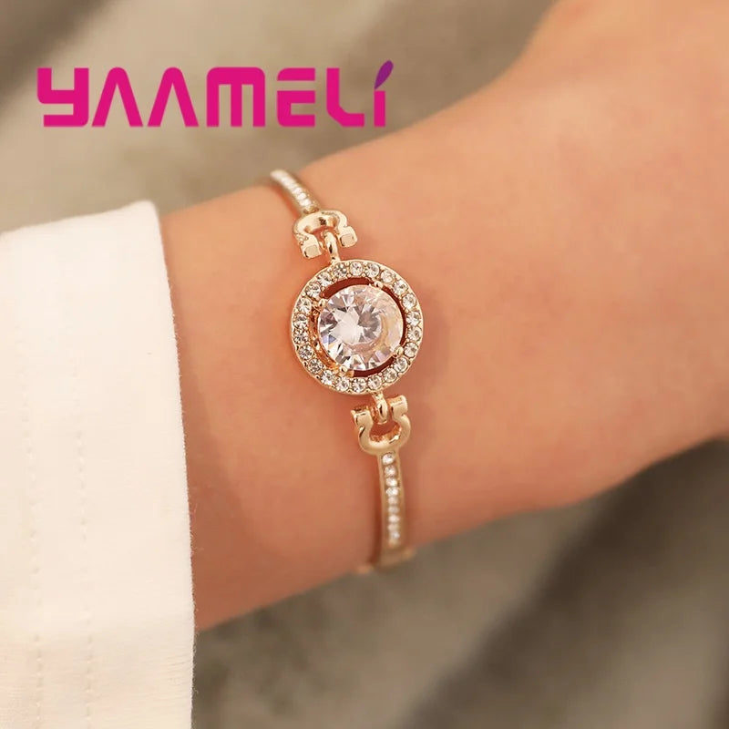 New Crystal Royal Style Punk Bangles Women's Jewelry Premium Bracelet Bride Love Jewelry Bracelet Wedding Gift Top Quality