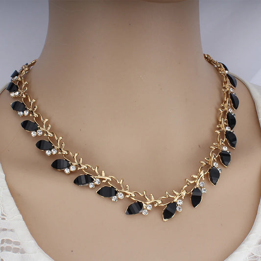 Jiayijiaduo  New Classic Black Necklace Earrings Jewelry Set Glamour Women's Dress Accessories dropshipping  NE+EA