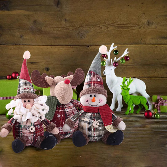 Cute Christmas Santa Claus Snowman Elk Doll Toys Christmas Tree Hanging Ornament Decoration for Home Xmas Party New Year Gifts