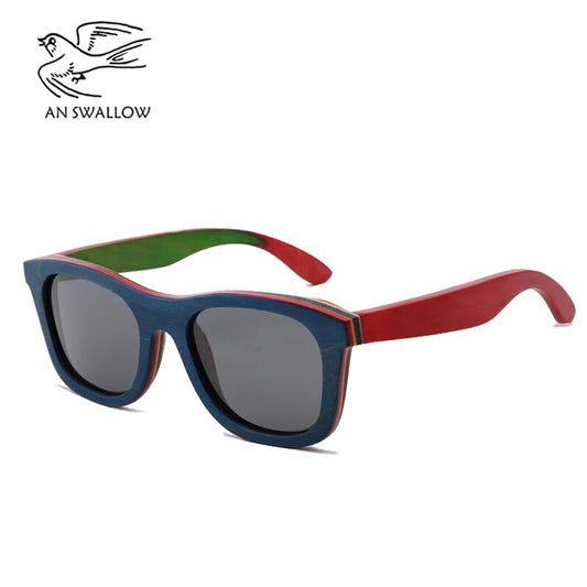 New Handmade Colored Wood Frame Multicolor Glasses Retro Fashion Square Women's Sunglasses Ultraviolet-proof TAC Sunglasses