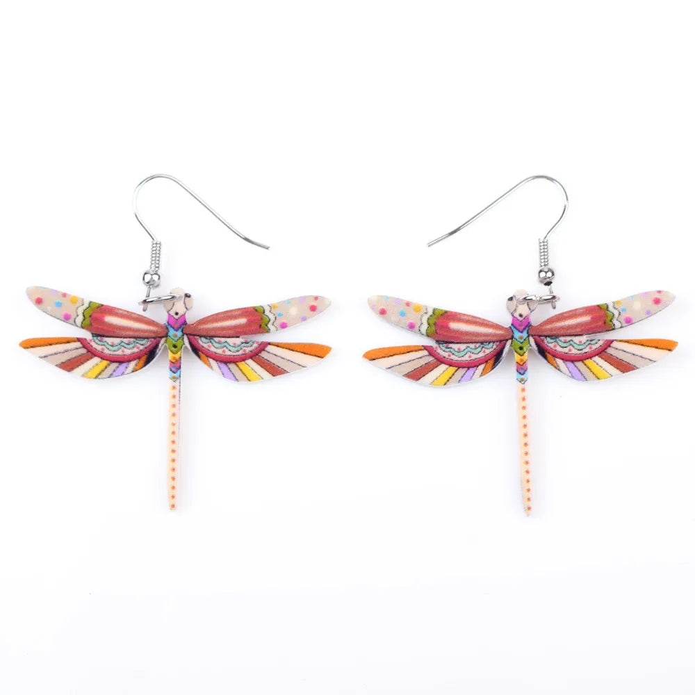 Fashion Dangle Dragonfly Earrings Acrylic Long Drop Earring New Arrival 2015 Spring Summer Style For Girls Women Jewelry