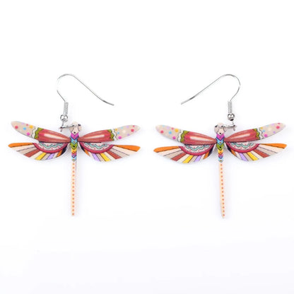 Fashion Dangle Dragonfly Earrings Acrylic Long Drop Earring New Arrival 2015 Spring Summer Style For Girls Women Jewelry