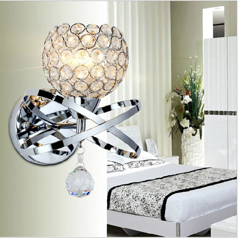 Feimefeiyou 2021 modern Art Decor Stainless Steel Plating LED Crystal Wall Light Lamp Bedroom Home Wall Sconce Lighting
