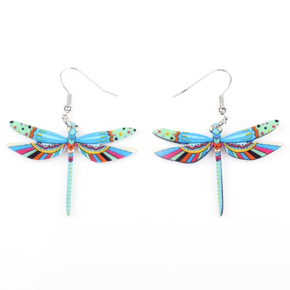 Fashion Dangle Dragonfly Earrings Acrylic Long Drop Earring New Arrival 2015 Spring Summer Style For Girls Women Jewelry