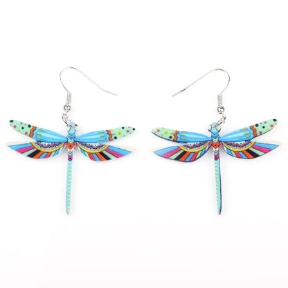 Fashion Dangle Dragonfly Earrings Acrylic Long Drop Earring New Arrival 2015 Spring Summer Style For Girls Women Jewelry