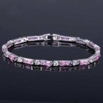 CWWZircons Fashion CZ Charm Lovely Red Green Blue Austrian Crystal Tennis Bracelets for Women Christmas New Year Gift CB087