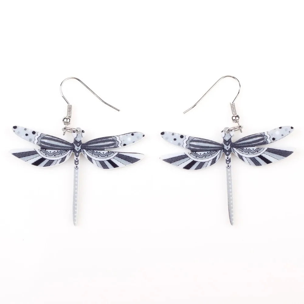 Fashion Dangle Dragonfly Earrings Acrylic Long Drop Earring New Arrival 2015 Spring Summer Style For Girls Women Jewelry
