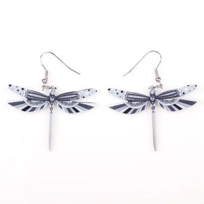 Fashion Dangle Dragonfly Earrings Acrylic Long Drop Earring New Arrival 2015 Spring Summer Style For Girls Women Jewelry