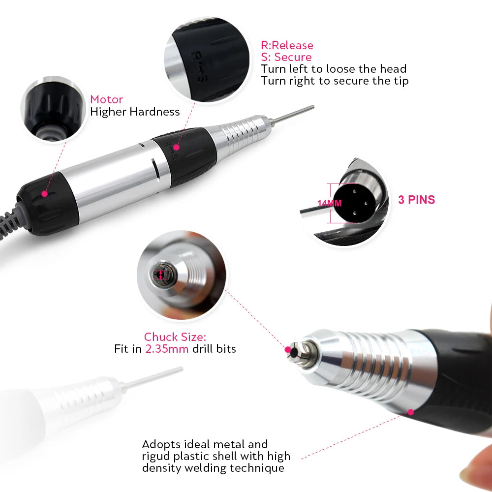 EN400 Pro Electric Nail Drill Machine Nail Art Equipment Manicure Pedicure Files Manicure accessories and tools handle Nails